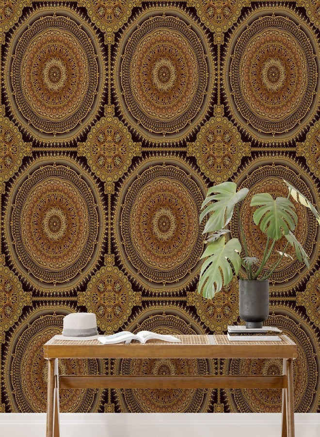 PAPER PLANE DESIGN Self-Adhesive Theme Mandala Wallpaper for Living Rooms Bedroom-1 Roll(Black &Golden) - Image 4